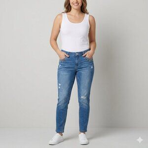 White House Black Market Jeans Size 14R Slim Straight Distressed Studded Pocket